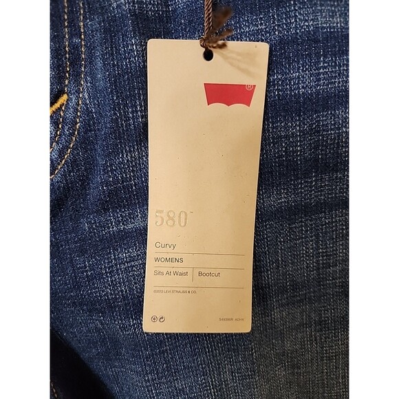 Levis 580 Curvy Bootcut Jeans Womens 16W Short Blue Medium Wash Stretch NEW - Picture 4 of 12